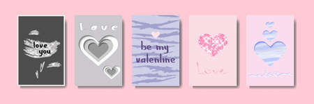 Set of Greeting cards for Valentines Day. Vector illustration for design greeting cards, wedding invitations, party designのイラスト素材