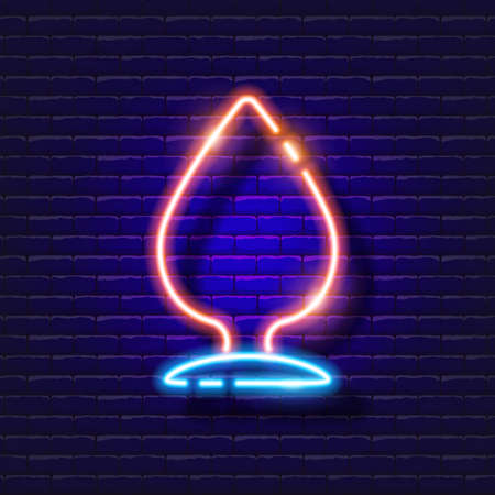 Butt plug neon icon. Sex shop concept. Toys for adults. Gadgets for love. Vector sign for design, website, signboard, banner, advertisementのイラスト素材