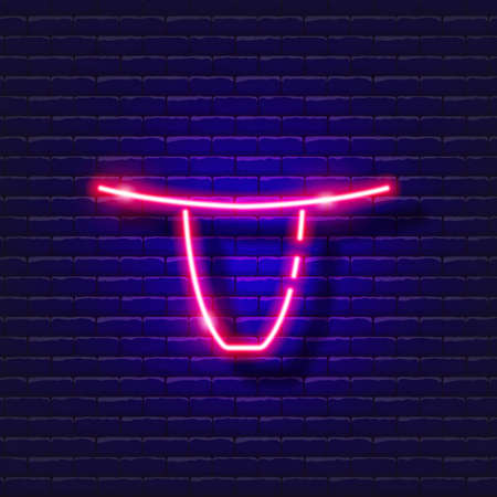 Sexy lingerie neon icon. Sex shop concept. underwear for adults. Gadgets for love. Vector sign for design, website, signboard, banner, advertisementのイラスト素材