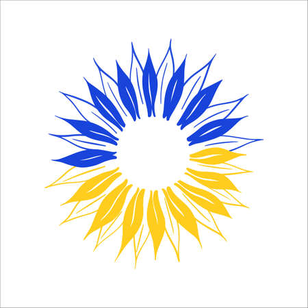 Sunflower with colors of Ukrainian flag. Nature concept. Vector illustration on white backgroundのイラスト素材