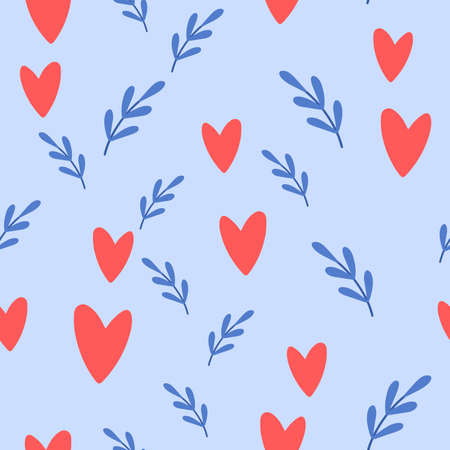 Leaf and heart cute seamless pattern. Happy Easter concept. Vector illustration for fabric design,...