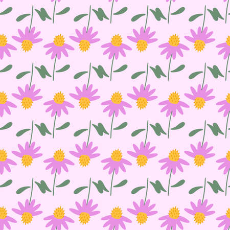 Flowers seamless pattern. Scandinavian style background. Vector illustration for fabric design, gift...