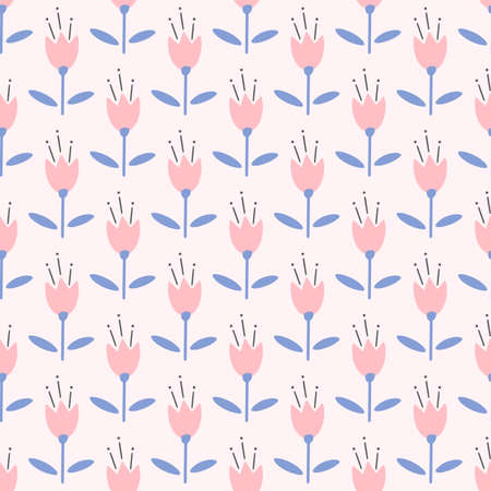 Flowers seamless pattern. Scandinavian style background. Vector illustration for fabric design, gift paper, baby clothes, textiles, cards.のイラスト素材