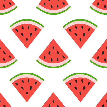 Watermelon slice seamless pattern. Summer fruit and berry background. Vector illustration for fabric...