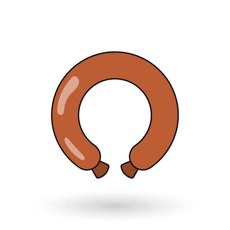 Sausage flat icon. Vector illustration icon for mobile, web and menu design. Food concept.のイラスト素材