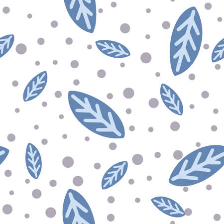 Leaves in Scandinavian style seamless pattern. Vector illustration for fabric design, gift paper, baby clothes, textiles, cards.のイラスト素材