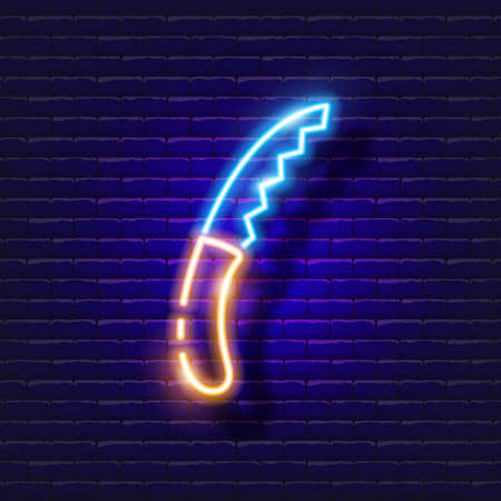 Saw neon icon. Gardening and agriculture concept. Vector sign for design, website, signboard, banner, advertisement.のイラスト素材
