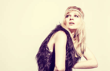 	Beautiful young woman hippie on white backgroundの写真素材