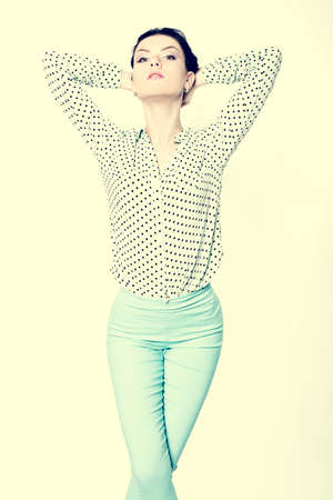 Portrait of a fresh beautiful fashion modの写真素材