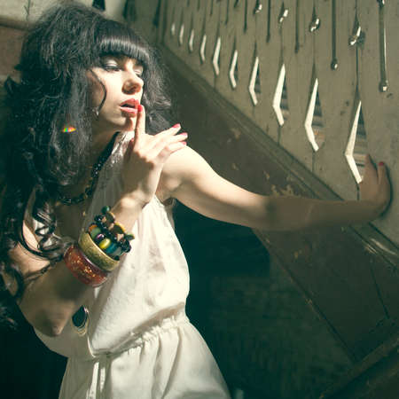 Portrait of a fresh beautiful fashion modの写真素材