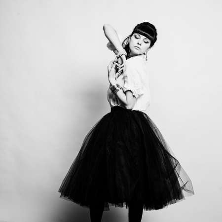 Portrait of a fresh beautiful fashion sexy modの写真素材