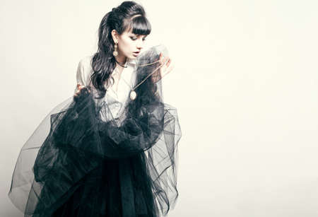 Portrait of a fresh beautiful fashion sexy modの写真素材