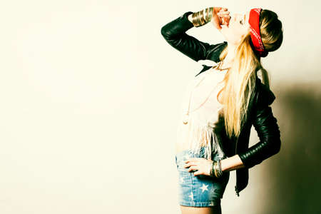 Beautiful young woman hippieの写真素材