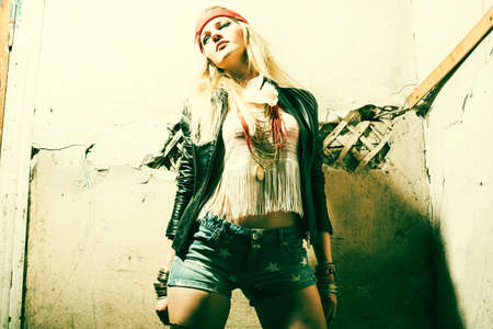 Beautiful young woman hippieの写真素材