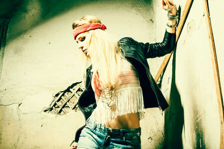 Beautiful young woman hippieの写真素材