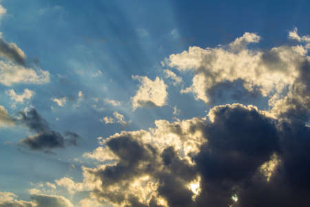 Beautiful image of sun rays going through clouds.の写真素材