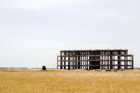 Unfinished building made of concrete slabsの写真素材