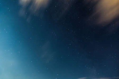 Night sky magic cloud. Infinity Blue Background and Shining Stars. Long time cadreの写真素材