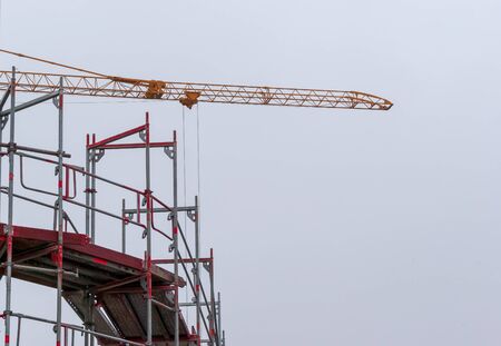 Empty scaffolding on a construction siteの写真素材
