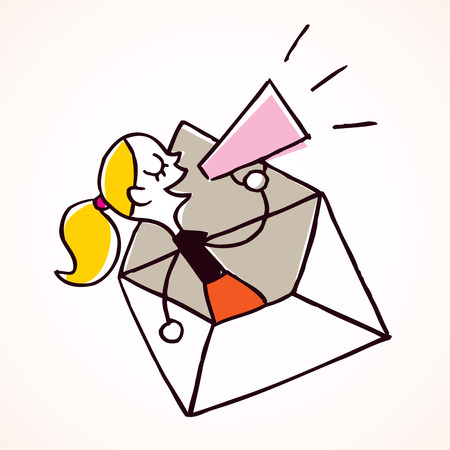 girl message loudhailerのイラスト素材