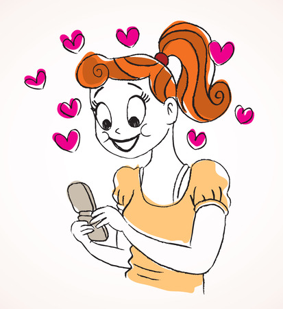 girl love text messageのイラスト素材