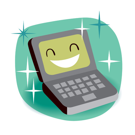 Happy laptopのイラスト素材