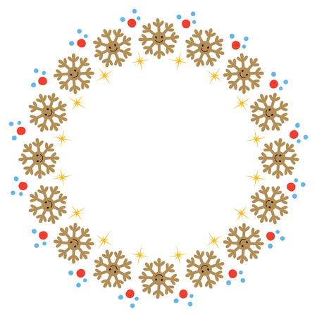 golden snowflake Christmas frameのイラスト素材