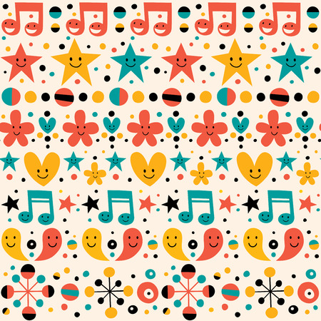 cute characters fun cartoon patternのイラスト素材