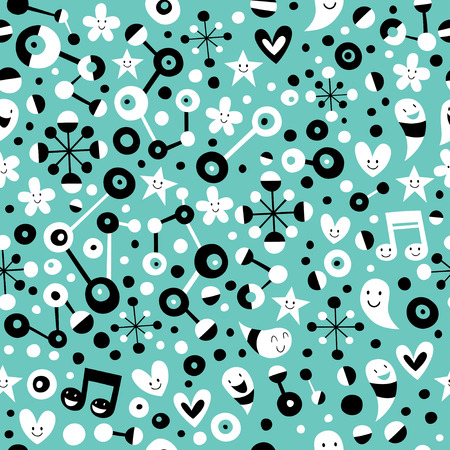 fun cartoon turquoise blue patternのイラスト素材