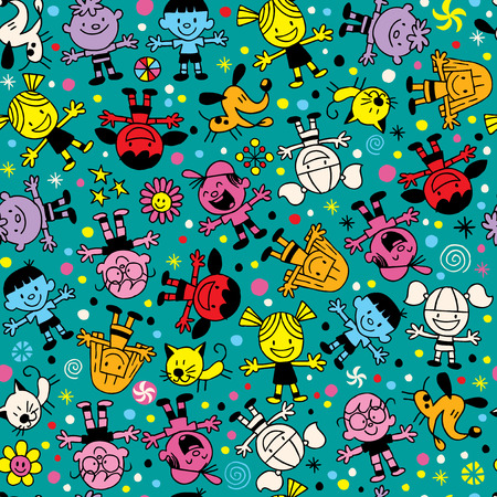 Happy kids patternのイラスト素材