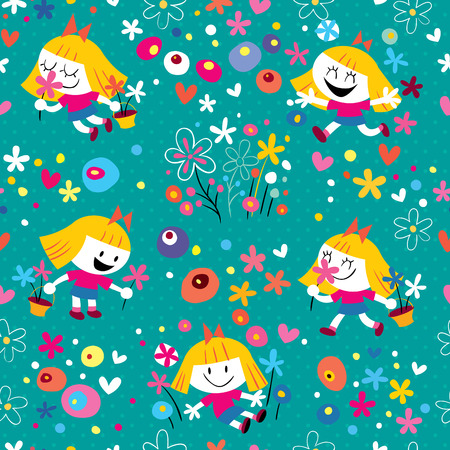 flower girl patternのイラスト素材