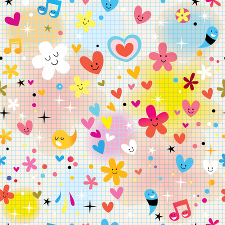 fun cartoon patternのイラスト素材