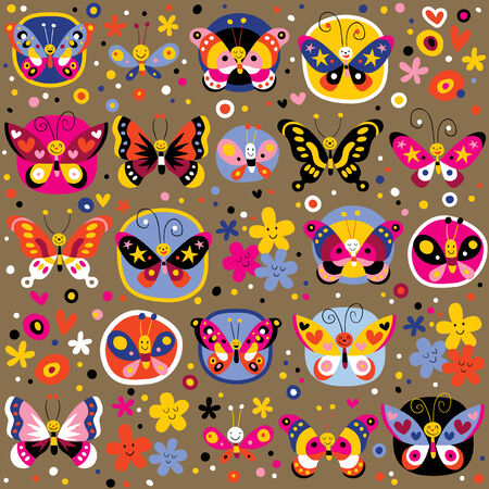 butterflies patternのイラスト素材