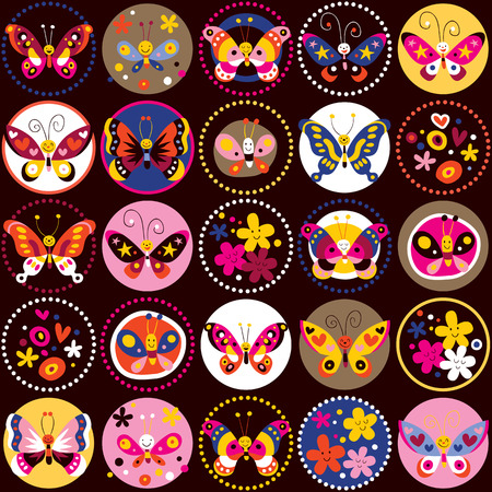 cute butterflies patternのイラスト素材
