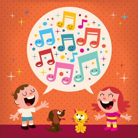 Kids singingのイラスト素材