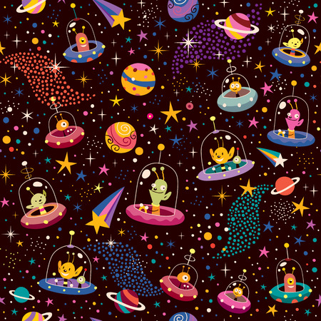 cute aliens patternのイラスト素材