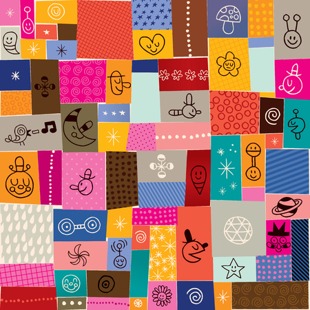 collage doodle patternのイラスト素材