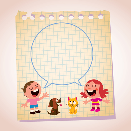 kids speech bubble note paper cartoon illustrationのイラスト素材
