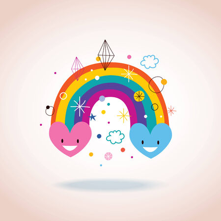 rainbow heartsのイラスト素材