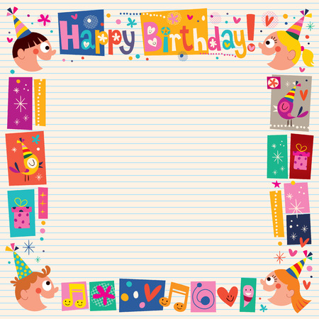 Happy Birthday kids decorative borderのイラスト素材