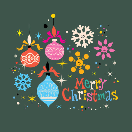 Merry Christmas retro greeting cardのイラスト素材