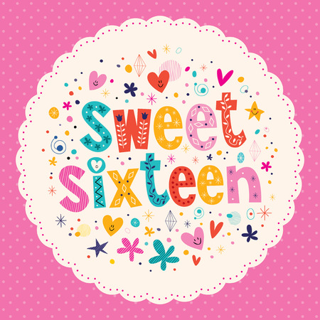 Sweet Sixteen cardのイラスト素材