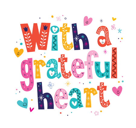 With a grateful heart typography lettering loving text cardのイラスト素材