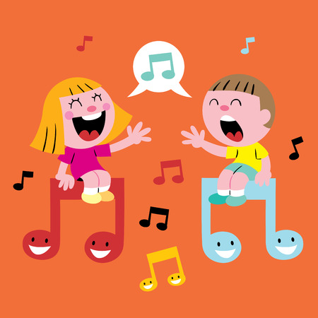 music kids singingのイラスト素材