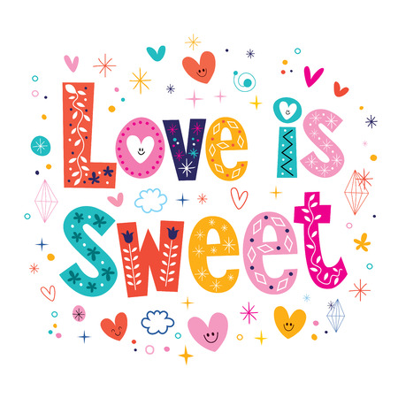 Love is sweet typography lettering decorative type cardの写真素材
