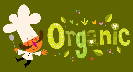 Organic decorative lettering with chef characterのイラスト素材