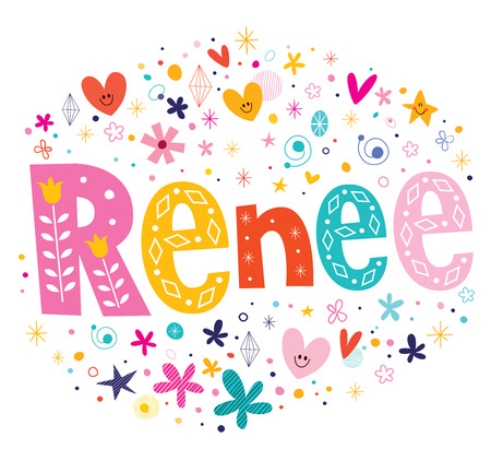 Renee girls name decorative lettering type designのイラスト素材