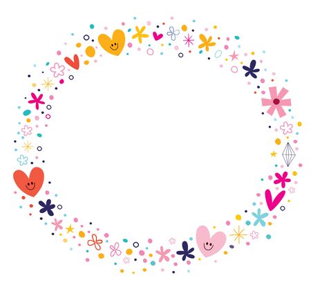 flowers and hearts frameのイラスト素材