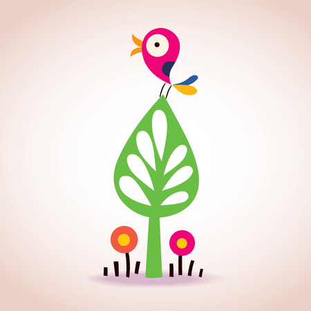 bird on a treeのイラスト素材