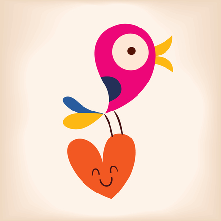 bird and heartのイラスト素材